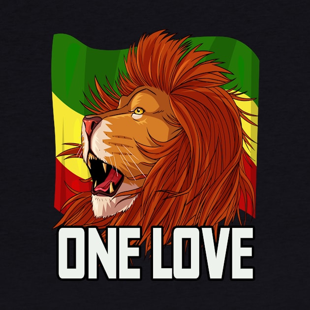 One Love Rasta Lion Jamaican Reggae Rasta Colors by Noseking